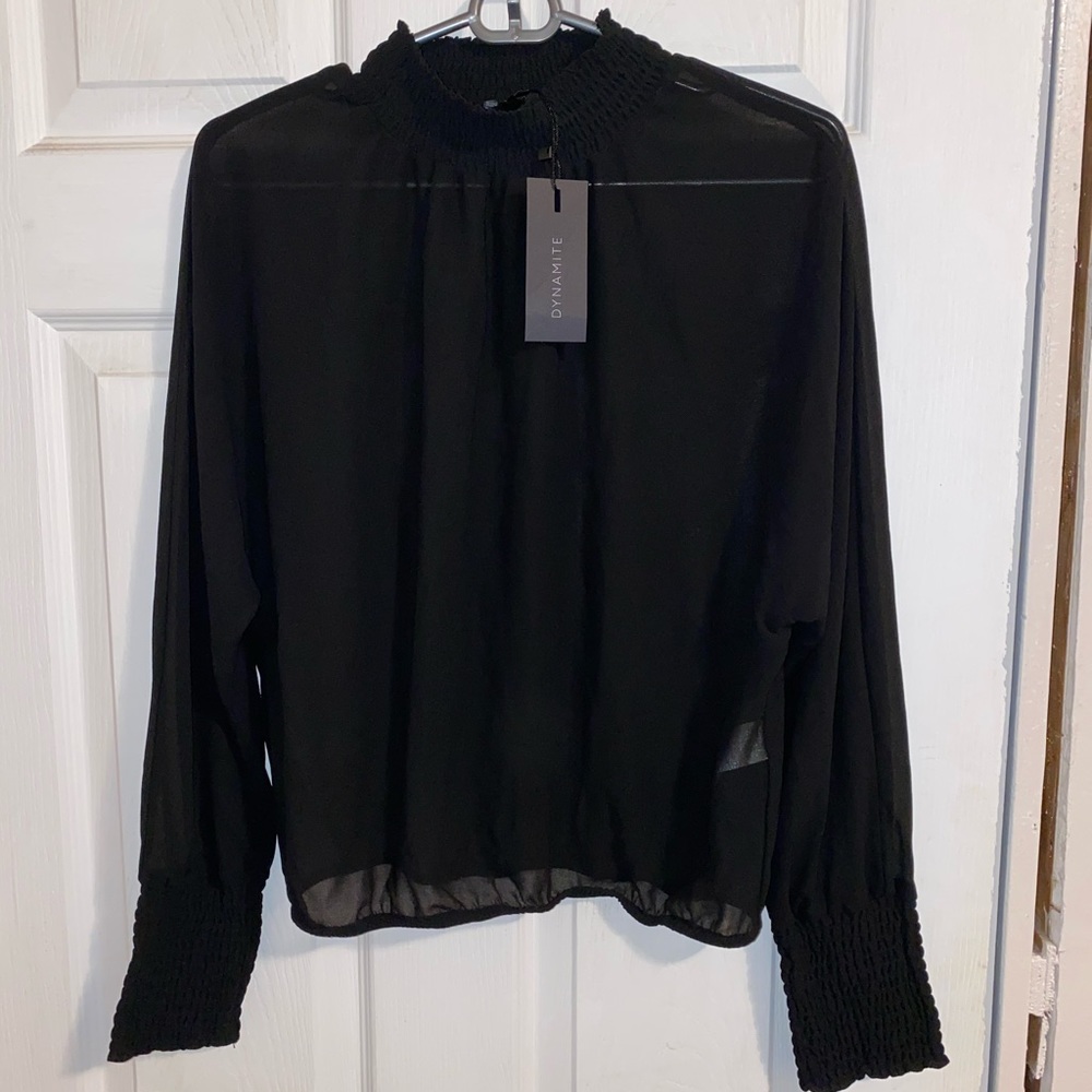 Dynamite Mesh Mock Neck Top